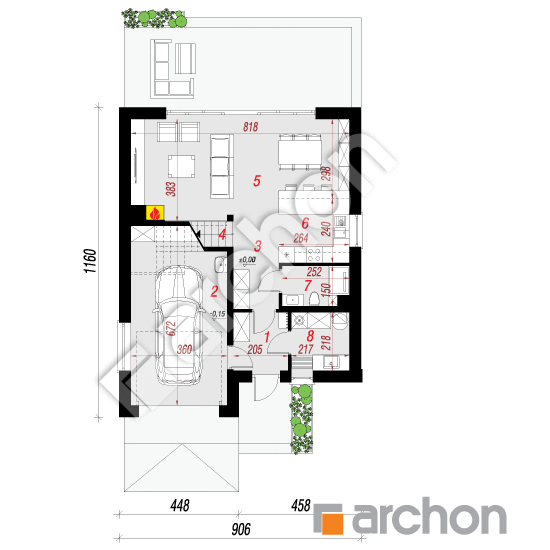 Dom w klematisach 34 | rzut parteru