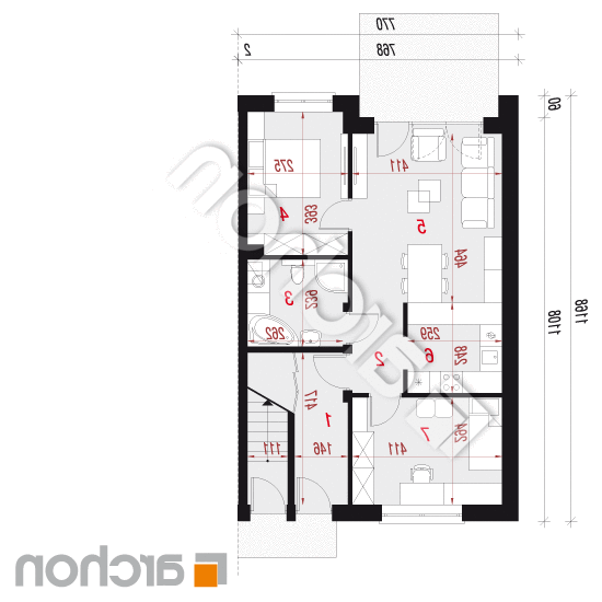 Dom w kalwilach (B) | rzut parteru