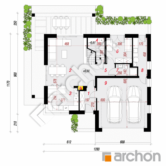 Dom w nefrisach 2 (G2) | rzut parteru