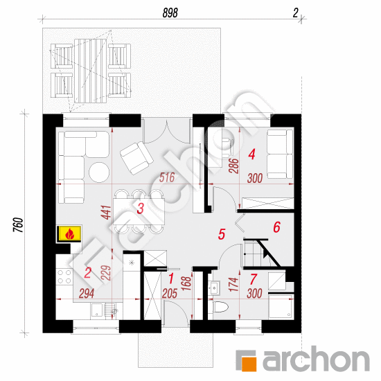 Dom w rubinach 2 (B) | rzut parteru