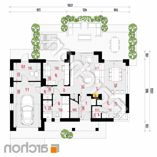 Dom w hostach | rzut parteru