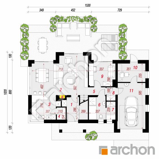 Dom w hostach | rzut parteru