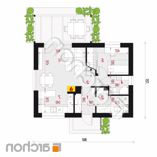 Dom w zielistkach 33 (E) | rzut parteru