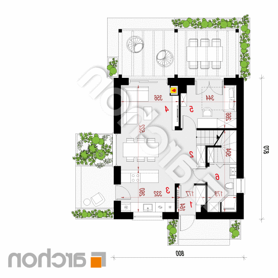 Dom w rododendronach 29 | rzut parteru