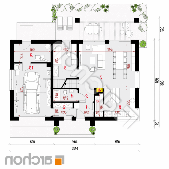 Dom w balsamowcach 4 | rzut parteru