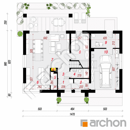 Dom w balsamowcach 4 | rzut parteru