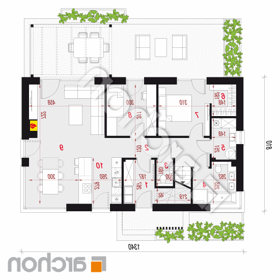 Dom w kosaćcach 14 (N) | rzut parteru