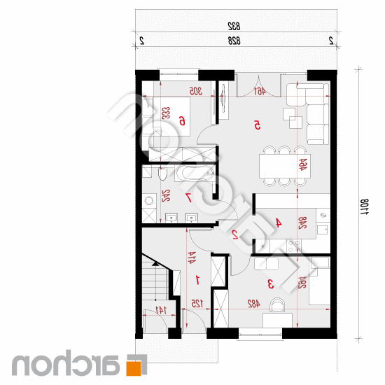 Dom w kalwilach 2 (S) | rzut parteru