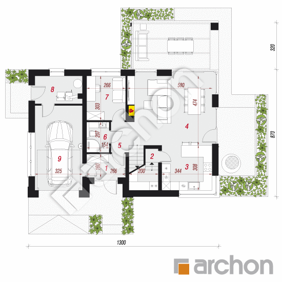 Dom w arachidach | rzut parteru