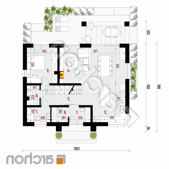 Dom w balsamowcach 8 | rzut parteru