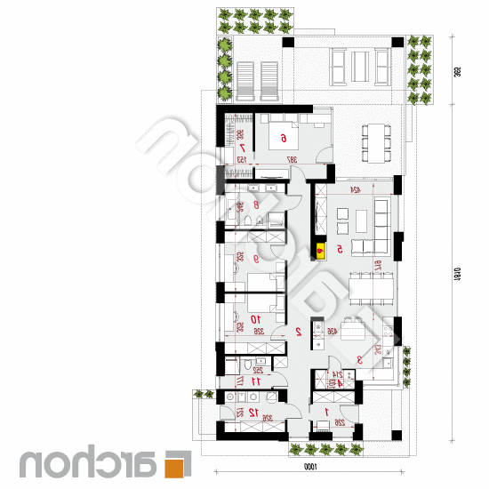 Dom w modrzewnicy 8 | rzut parteru