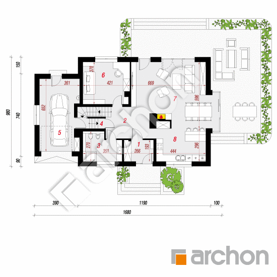 Dom w werbenach 8 (PN) | rzut parteru