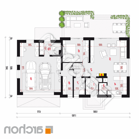 Dom w rododendronach 26 (G2) | rzut parteru