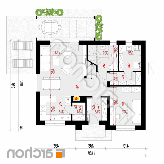 Dom w jabłonkach 20 (E) OZE | rzut parteru