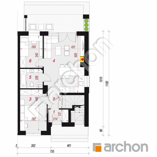 Dom w bratkach 5 (R2BA) ver.2 | rzut parteru