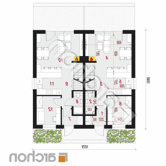 Dom w riveach 2 (R2) | rzut parteru