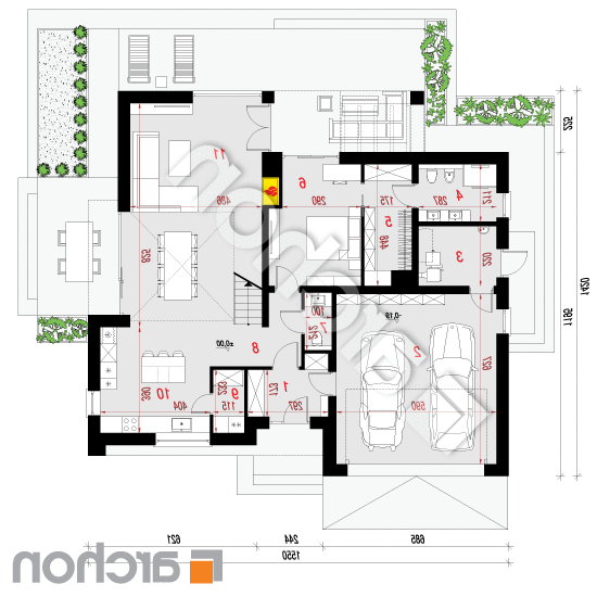 Dom w ligustrach (G2) | rzut parteru