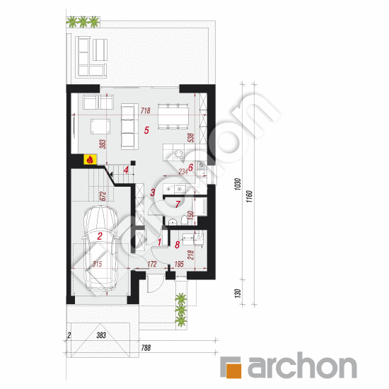 Dom w klematisach 28 (B) | rzut parteru