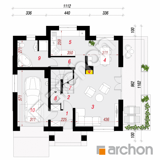 Dom w asparagusach (PN) ver.2 | rzut parteru