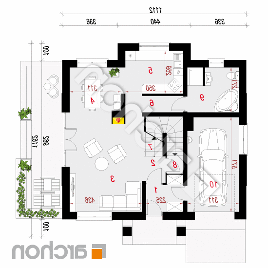 Dom w asparagusach (PN) ver.2 | rzut parteru