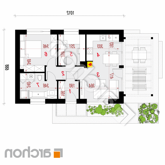 Dom w kosaćcach 5 (N) | rzut parteru