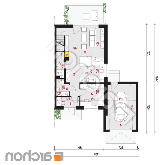 Dom w tunbergiach 5 (GS) | rzut parteru