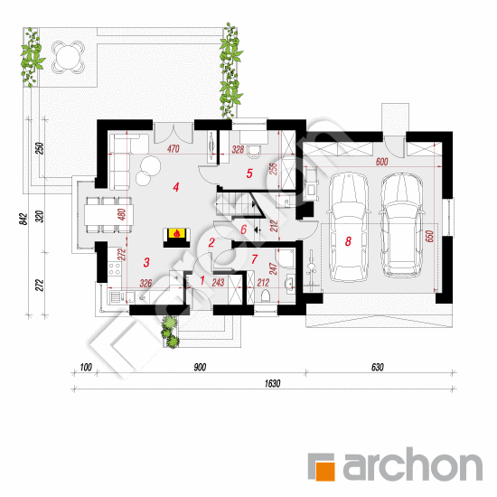 Dom w rododendronach 7 (G2N) | rzut parteru