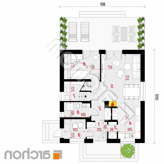 Dom w rododendronach 21 (NT) | rzut parteru