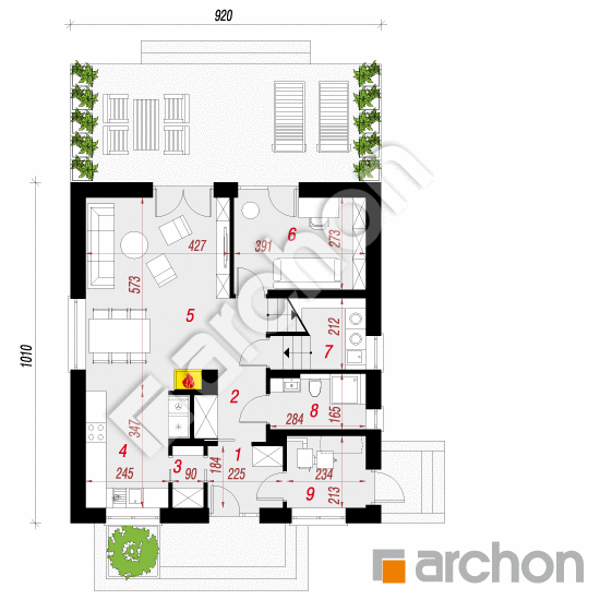 Dom w rododendronach 21 (NT) | rzut parteru