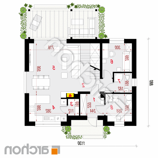 Dom w zielistkach 16 | rzut parteru