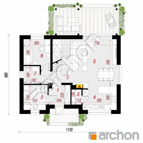 Dom w zielistkach 16 | rzut parteru