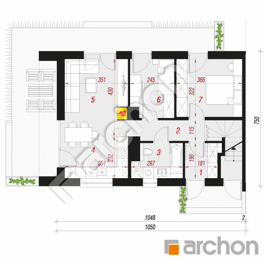 Dom w halezjach 7 (R2B) | rzut parteru