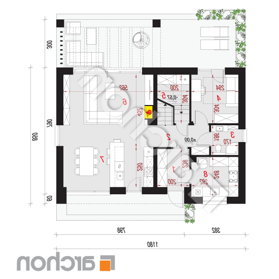 Dom w niebielistkach 2 (E) | rzut parteru