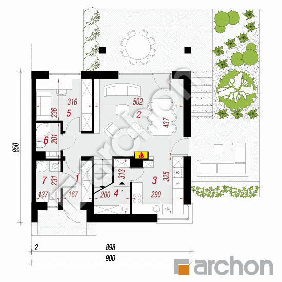 Dom w malinówkach 2 (B) | rzut parteru