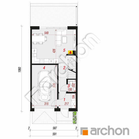 Dom w riveach 16 (GS) | rzut parteru