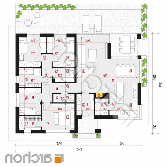 Dom w przebiśniegach 24 | rzut parteru