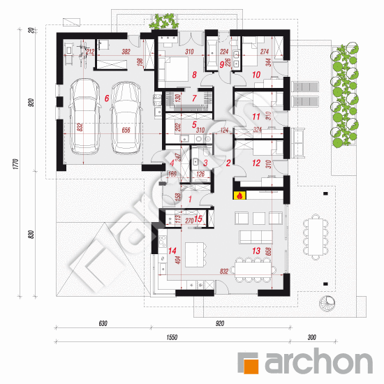 Dom w berberysach 2 (G2E) OZE | rzut parteru