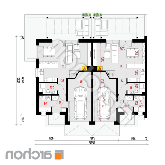 Dom w klematisach 25 (R2B) | rzut parteru