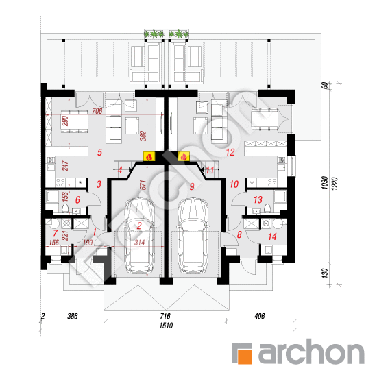 Dom w klematisach 25 (R2B) | rzut parteru