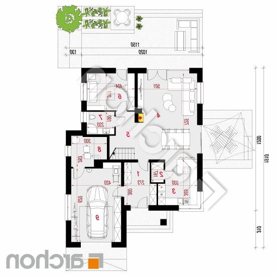 Dom w sansewieriach | rzut parteru