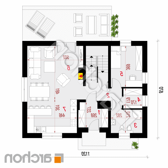 Dom w zielistkach 6 (PT) | rzut parteru