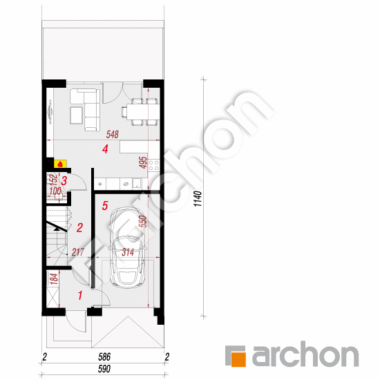 Dom w riveach (GSA) | rzut parteru