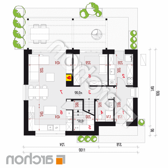 Dom pod migdałowcem 4 (E) OZE | rzut parteru