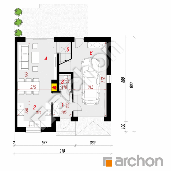 Dom w bylicach (B) | rzut parteru