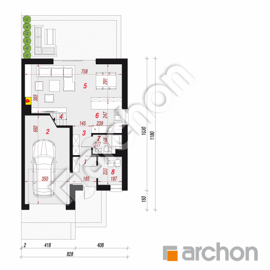 Dom w klematisach 23 (B) | rzut parteru