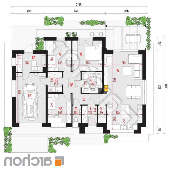 Dom w modrzykach 2 | rzut parteru