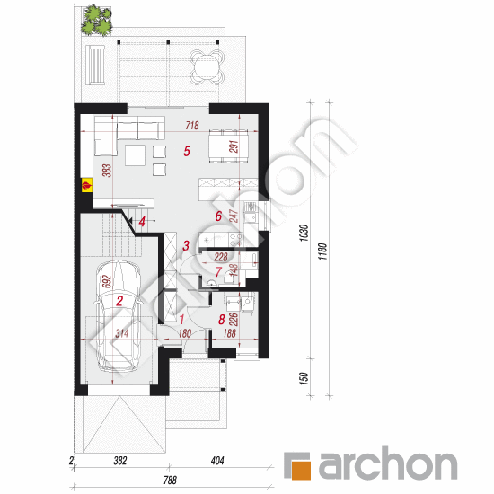 Dom w klematisach 20 (BN) ver.2 | rzut parteru