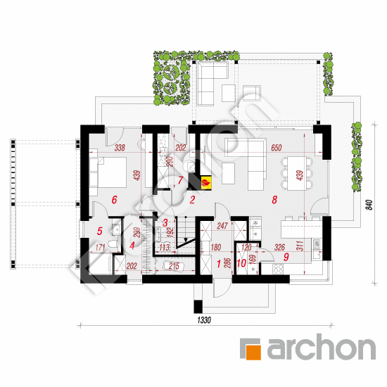 Dom w arekach | rzut parteru