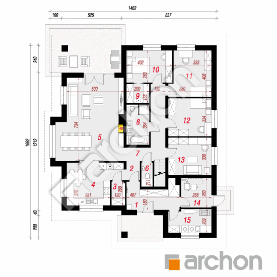 Dom w jonagoldach 2 | rzut parteru