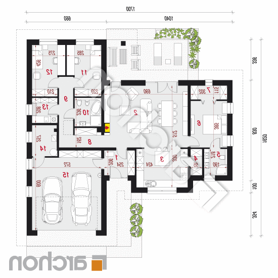 Dom w nawłociach (G2T) | rzut parteru